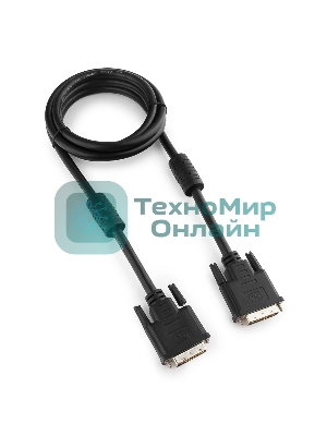 Кабель DVI-D dual link Gembird/Cablexpert, 25M/25M, 1.8м, черный, экран, феррит.кольца, пакет