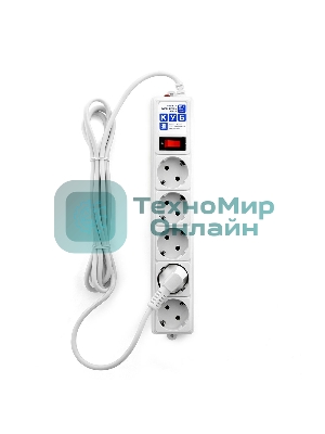 Сетевой фильтр Powercube SPG-B-10-WHITE 3 м, 5 розеток, белый, коробка