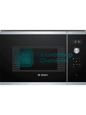 Встраиваемая микроволновая печь Bosch BFL524MS0 нержавеющая сталь, 20 л, 800 Вт, переключатели - поворотный механизм/сенсор