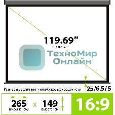 Экран Cactus 149.4x265.7см Wallscreen CS-PSW-149X265-SG 16:9 настенно-потолочный рулонный серый