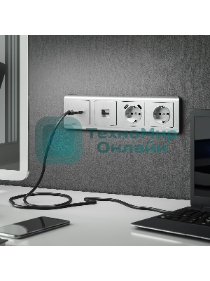Накладка для розетки USB (cеребряный рифленый)