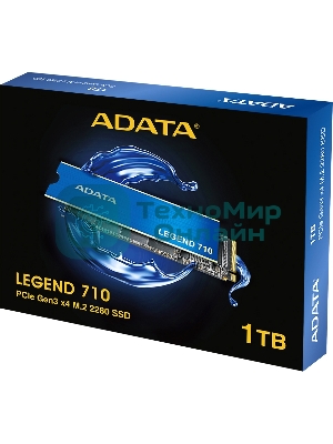 Накопитель SSD ADATA LEGEND 710, 1Tb, PCIe 3.0 x4, M.2 2280, NVMe, R/W 2400/1800, с радиатором