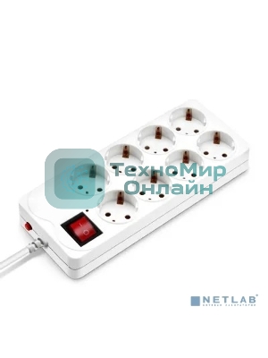 Сетевой фильтр Buro 800SH-1.8-W 1.8 м, 8 розеток, белый, коробка