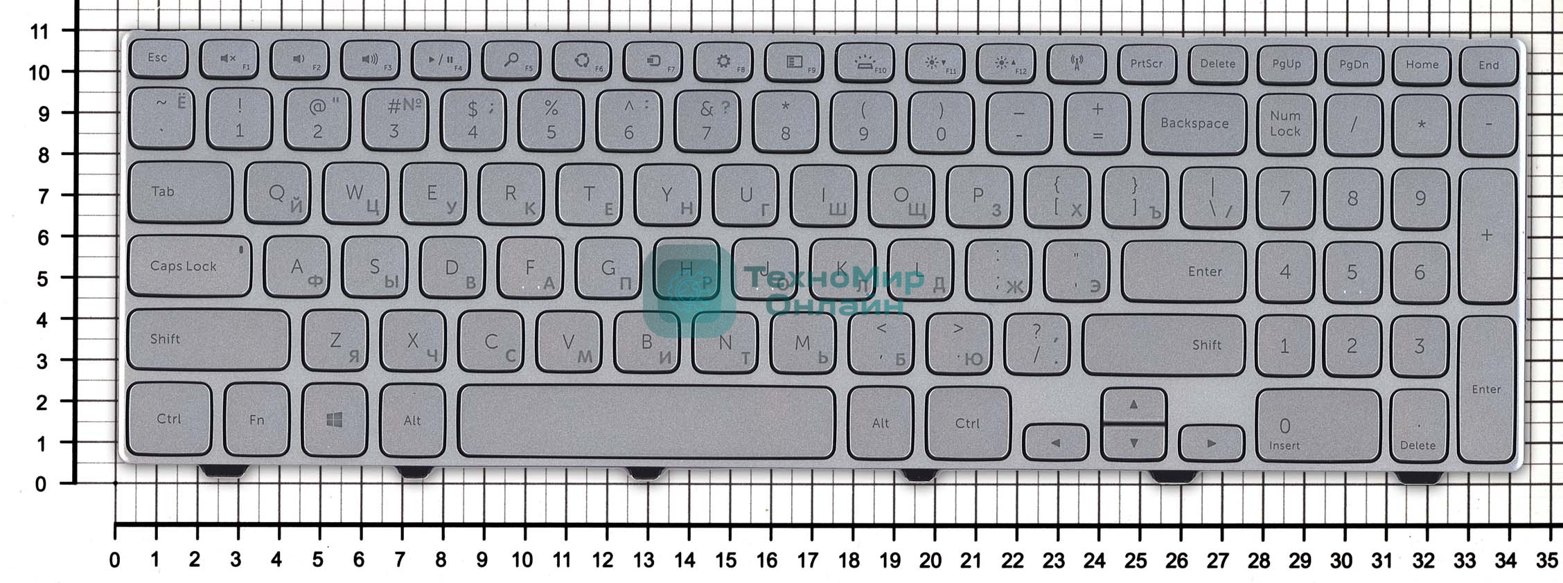 Клавиатура для ноутбука Dell Inspiron 15-7000 7537 серебристая с подсветкой