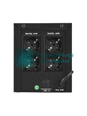 Источник бесперебойного питания ExeGate Power NB-2000.LED.AVR.4SH (2000VA/1200W, LED, AVR, 4*Schuko, батарея 12V 9Ah - 2 шт., металлический корпус, Black)