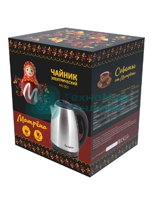 Чайник электрический Матрена MA-001 1.8 л, сталь,цвет крышки голубой (005456)