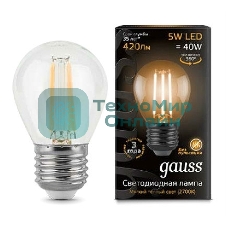 Лампа светодиодная Filament Шар E27 5Вт 2700К Gauss 105802105