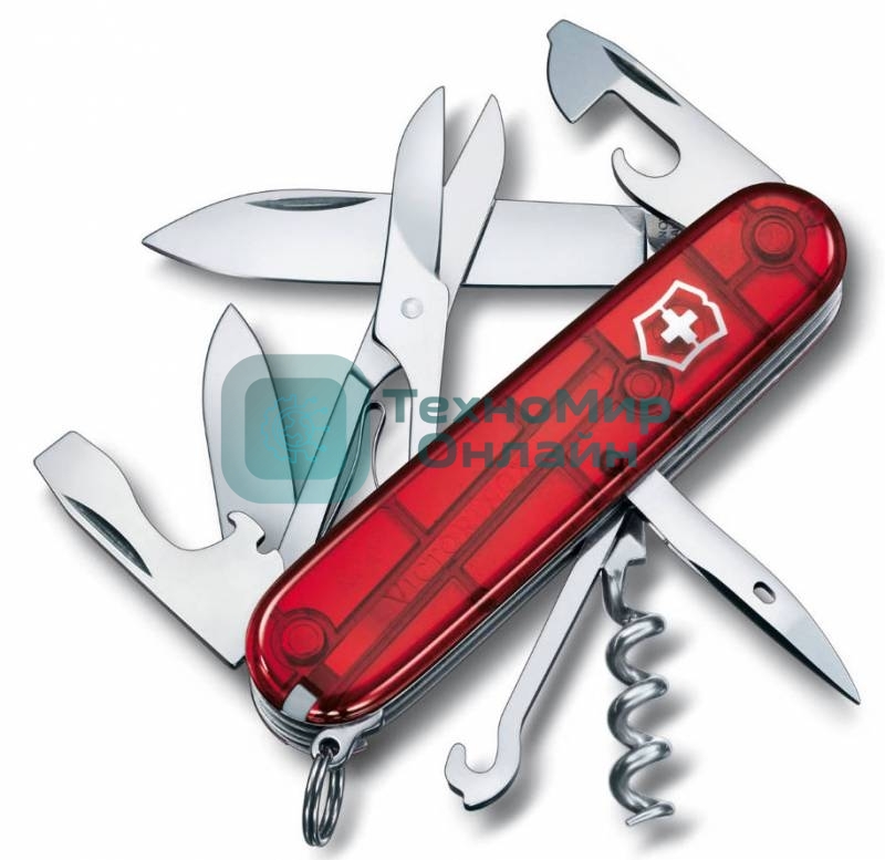 Нож перочинный Victorinox Climber (1.3703.T) 91мм 14функций красный полупрозначный карт.коробка
