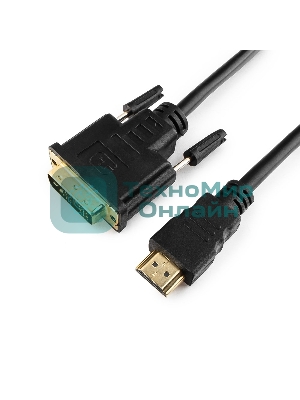 Кабель HDMI-DVI Cablexpert CC-HDMI-DVI-10MC, 19M/19M, single link, медь, позол.разъемы, экран, 10м, черный, пакет
