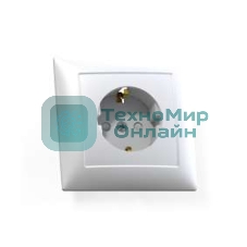 Розетка Кунцево-Электро 1-м СП Селена РС16-400 защ. шторки с заземл. белый