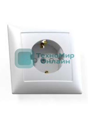 Розетка Кунцево-Электро 1-м СП Селена РС16-400 защ. шторки с заземл. белый