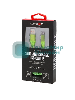 Кабель Crown USB - microUSB CMCU-3102M green
