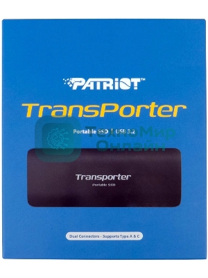 Внешний SSD Patriot Transporter, 4TB, USB 3.2 Gen 2 Type-A/Type-C, R/W 1000/1000, черный