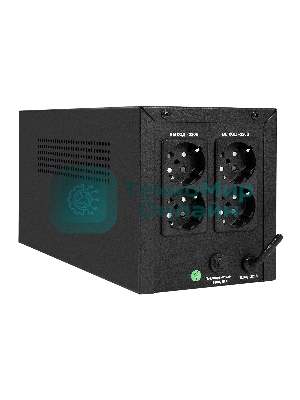 Источник бесперебойного питания ExeGate Power NB-2000.LED.AVR.4SH (2000VA/1200W, LED, AVR, 4*Schuko, батарея 12V 9Ah - 2 шт., металлический корпус, Black)