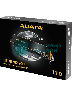 Накопитель SSD ADATA LEGEND 900, 1Tb, PCIe 4.0 x4, M.2 2280, NVMe, R/W 7000/4700, с радиатором