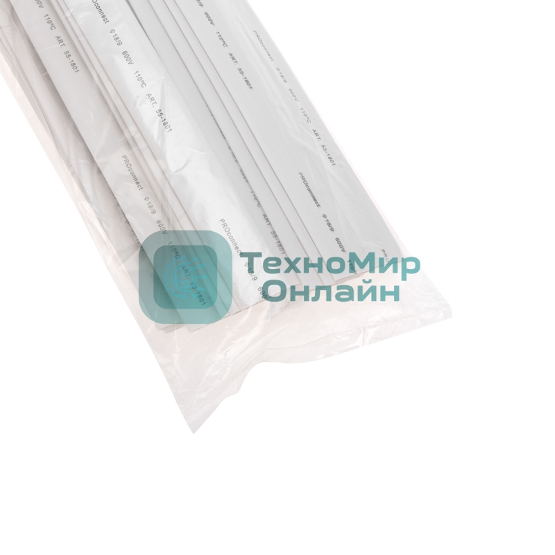 Трубка термоусаживаемая PROconnect ТУТ 18,0/9,0мм, белая, упаковка 50 шт. по 1м,