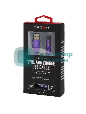 Кабель Crown USB - microUSB CMCU-3102M violet