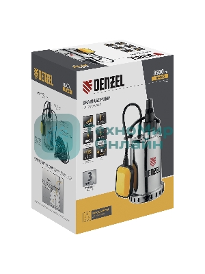 Дренажный насос Denzel DP600X, 600 Вт, подъем 7,5 м, 8500 л/ч