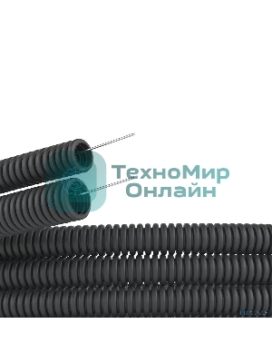 Труба гофрированная ПНД d16мм с протяж. черный (уп.100м) ДКС 71716