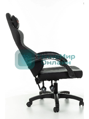 Кресло Zombie Rudger черный/серый, экокожа, 120 кг, механизм качания