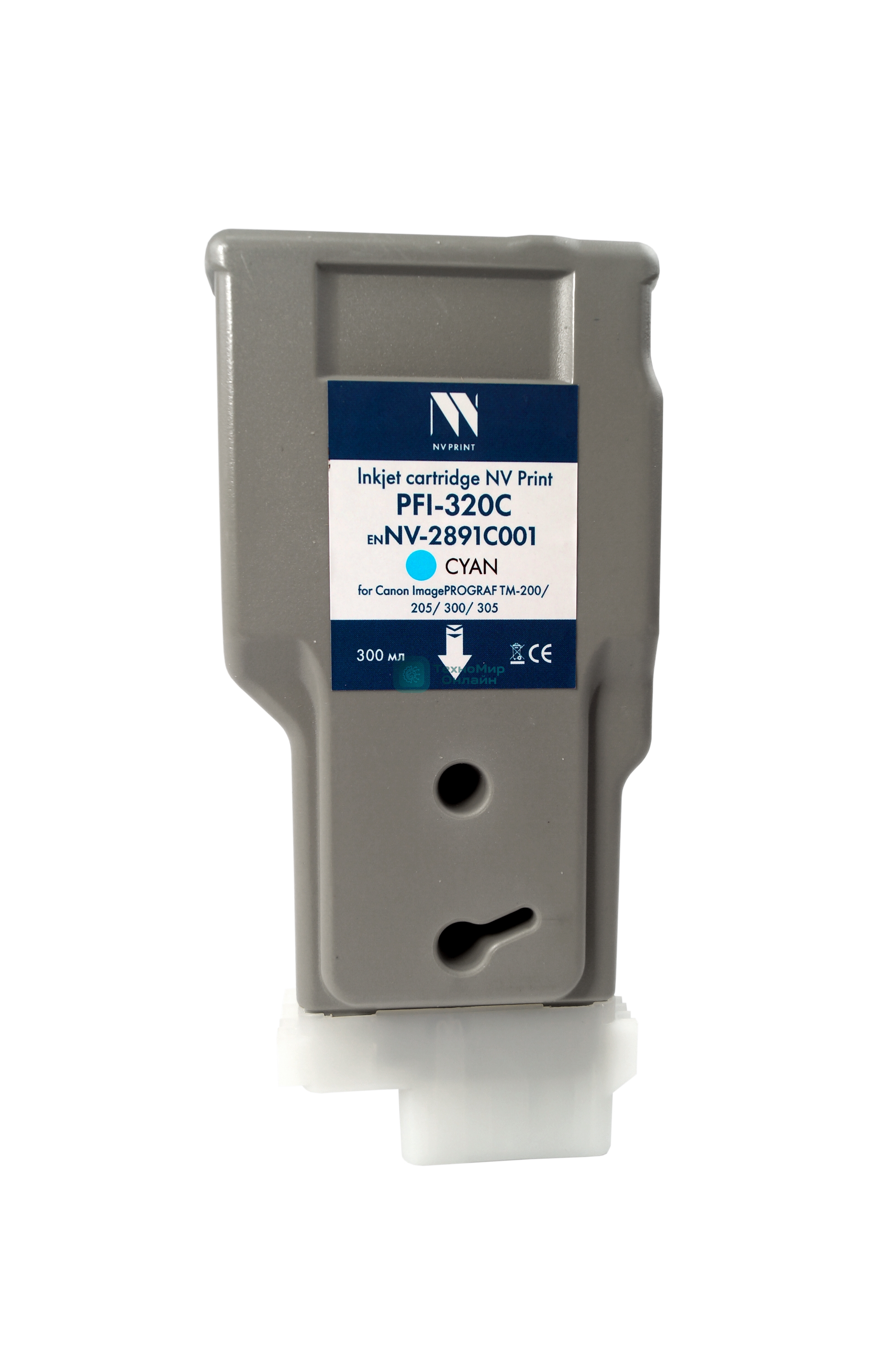 Картридж струйный NVPrint PFI-320C (NV-2891C001) Cyan для Canon ImagePROGRAF TM-200/205/300/305 (300 мл) совместимый