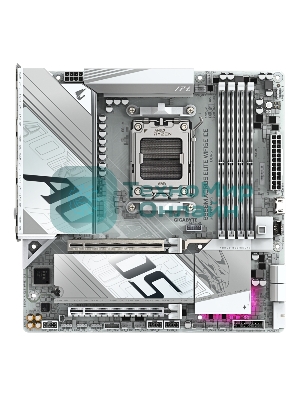 Материнская плата Gigabyte B850M AORUS ELITE WIFI6E ICE, AM5, AMD B850, 4xDDR5, 4xSATA, 2xM.2, 1xPCIe 5.0 x16, 1xPCIe 3.0 x4, 1xDP, 1xHDMI, 1x2.5Gb LAN, Wi-Fi 6E, Bluetooth 5.3, 2xUSB-A 10Gbps (Gen2), 5xUSB-A 5Gbps, 4xUSB-A 2.0, 1xUSB-C 10Gbps (Gen2), 2x3.5 мм, 7.1, mATX