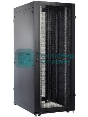 Шкаф серверный ПРОФ напольный 42U (800x1000) дверь перфор. 2 шт., черный, в сборе (ШТК-СП-42.8.10-44АА-9005)