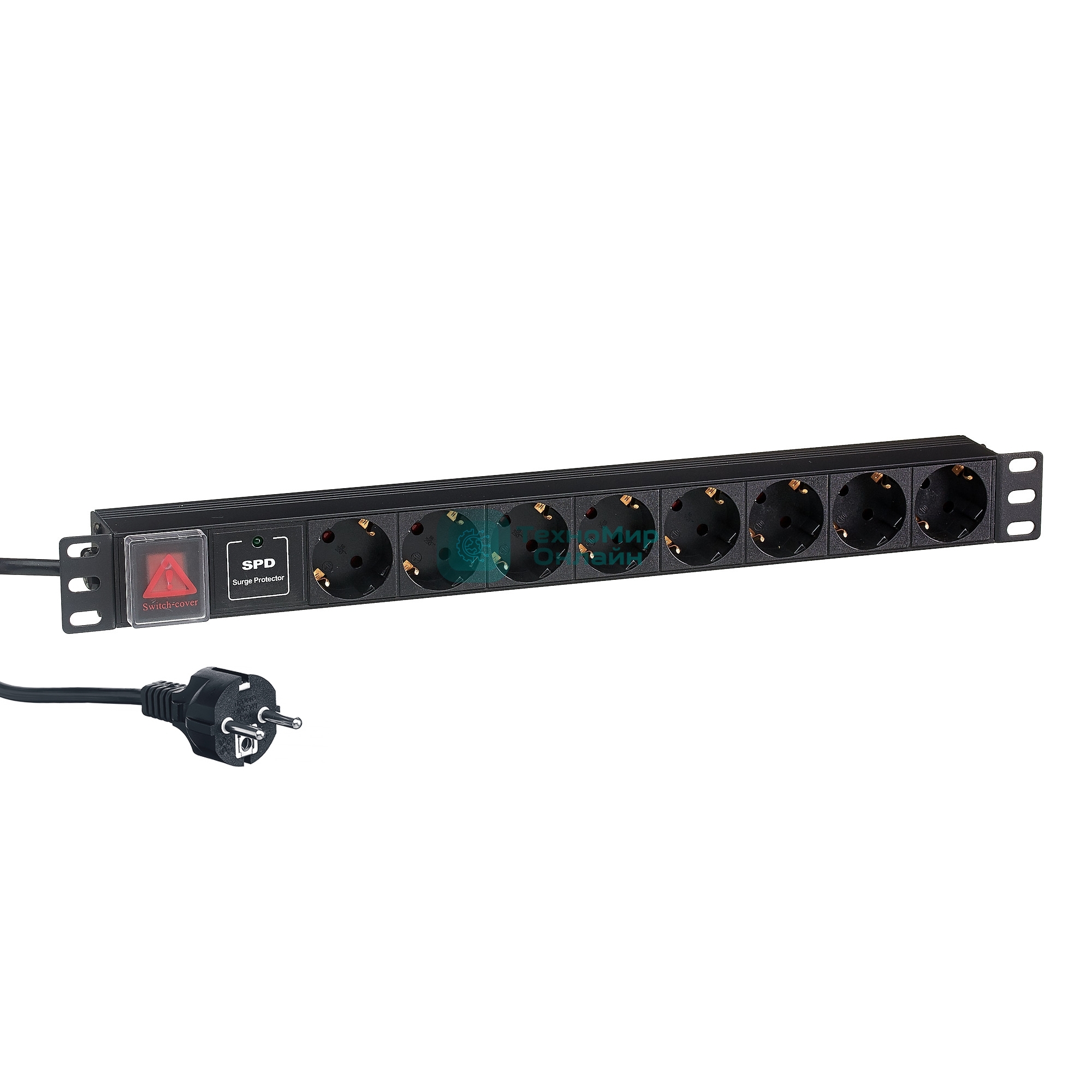 Блок розеток горизонтальный ExeGate ServerPro PDU-19H807 Al-8S-EU2-SW-SPD1, 19