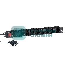 Блок розеток горизонтальный ExeGate ServerPro PDU-19H807 Al-8S-EU2-SW-SPD1, 19