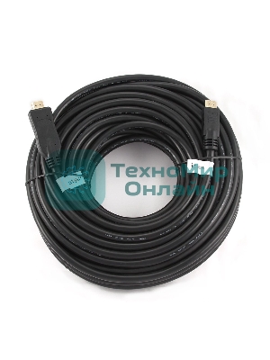 Кабель Cablexpert HDMI CC-HDMI4-30M, 19M/19M, v1.4, медь, позол.разъемы, экран, усилитель сигнала, 30м, черный, пакет
