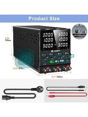 Лабораторный блок питания двухканальный Amperin AI-W3010x2C 30V, 10A, 0,6 кВт