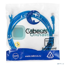 Шнур комм. Cabeus, кат. 5е, неэкр., U/UTP, RJ45/RJ45, PVC, AWG24, 3м, синий