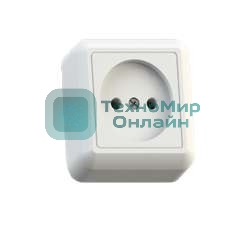 Розетка Кунцево-Электро 1-м ОП Оптима 10А IP20 РА10-375 (в компл. с монтажной пластиной) без заземл. белый