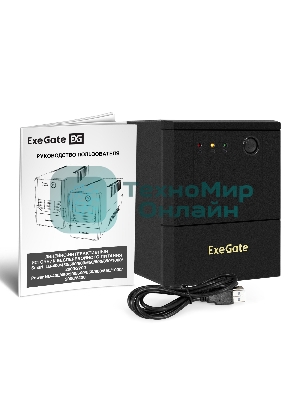 Источник бесперебойного питания ExeGate Power NB-2000.LED.AVR.4SH.USB (2000VA/1200W, LED, AVR, 4*Schuko, USB, батарея 12V 9Ah - 2 шт., металлический корпус, Black)