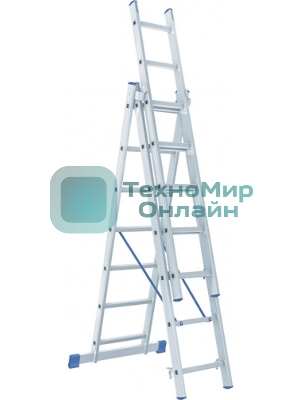 Лестница Сибртех, 3 х 7 ступеней, алюминиевая, трехсекционная