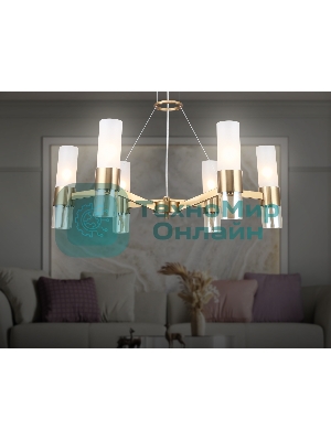 Люстра Ambrella light LH55114/6 BS/FR/TI латунь/белый матовый/янтарь E14*6 max 40W D650*1080
