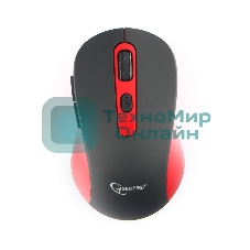Мышь беспроводная Gembird MUSW-221-R черный/красный, 1600 dpi, радиоканал, USB, кнопки - 6