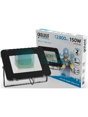 Прожектор светодиодный Gauss Elementary 150W 12800lm 6500К 200-240V IP65 черный LED 1/4