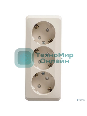 Розетка 3-м ОП Этюд 16А 250В защ. шторки с заземл. крем. SchE PA16-012K