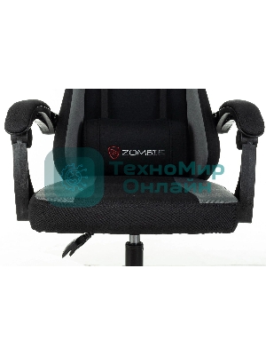 Кресло Zombie Rudger черный/серый, экокожа, 120 кг, механизм качания