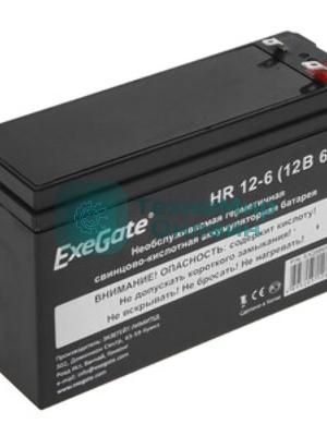 Аккумуляторная батарея ExeGate EX288653RUS HR 12-6 (12V 6Ah 1224W, клеммы F2+F1-)