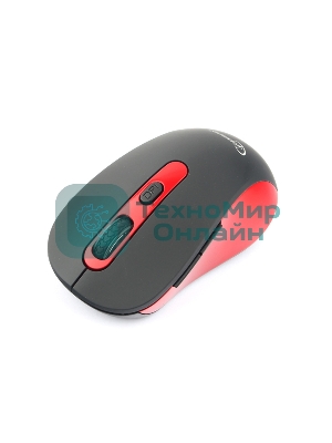 Мышь беспроводная Gembird MUSW-221-R черный/красный, 1600 dpi, радиоканал, USB, кнопки - 6