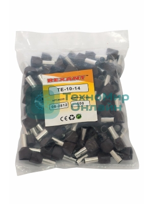 Наконечник штыревой втулочный изолированный Rexant F-14 мм 2х10 мм² (НШВи(2) 10-14/Ги2 10-14) красный