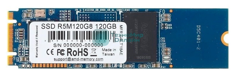 Накопитель SSD AMD Radeon R5M120G8, 120Gb, M.2 2280, SATA III, R/W 530/330