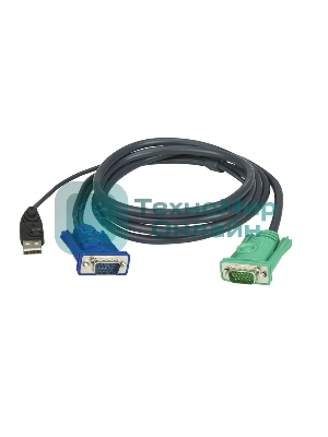 Кабель KVM ATEN 2L-5205U USB(тип А Male)+HDB15(Male) (-) SPHD15(Male) 5,0м., черный.