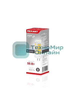 Лампа светодиодная Rexant капсульного типа JD-CORN G4 230 В 5,5 Вт 6500 K холодный свет (поликарбонат)