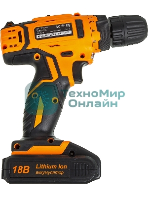 Дрель-шуруповерт Вихрь ДА-18Л-2КА, 18 В, 1,5 Ач, 35 Нм, щеточный