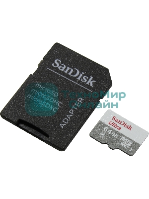 Флеш карта microSD 64GB SanDisk microSDXC Class 10 Ultra (SD адаптер) UHS-I 100MB/s