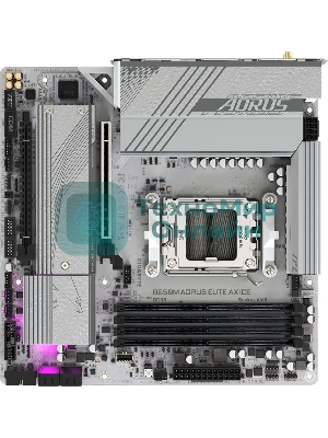 Материнская плата GIGABYTE B650M AORUS ELITE AX ICE, AM5, AMD B650, 4xDDR5, 4xSATA, 2xM.2, 1xPCIe 4.0 x16, 1xPCIe 4.0 x4, 1xDP, 1xHDMI, 1x2.5Gb LAN, Wi-Fi 6E, Bluetooth 5.3, S/PDIF, 2xUSB-C 10Gbps, 2xUSB-A 10Gbps, 5xUSB-A 5Gbps, 4xUSB-A 2.0, 2x3.5 мм, 7.1, mATX