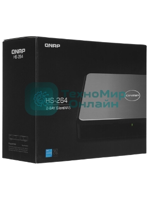 Сетевое хранилище SMB QNAP HS-264-8G Silent NAS 2 HDD trays, 4-core Intel Celeron N5105 2.0 GHz up to 2.9 GHz, 8 Gb RAM, 2x2.5 Gigabit Ethernet, 2 xUSB 3.2 Gen 2 (10Gbps), 2xHDMI.